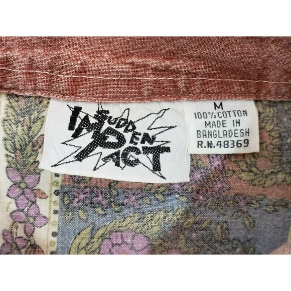 Sudden Impact Womens M Long Sleeve Multicolor Floral Western Shirt - Picture 3 of 5